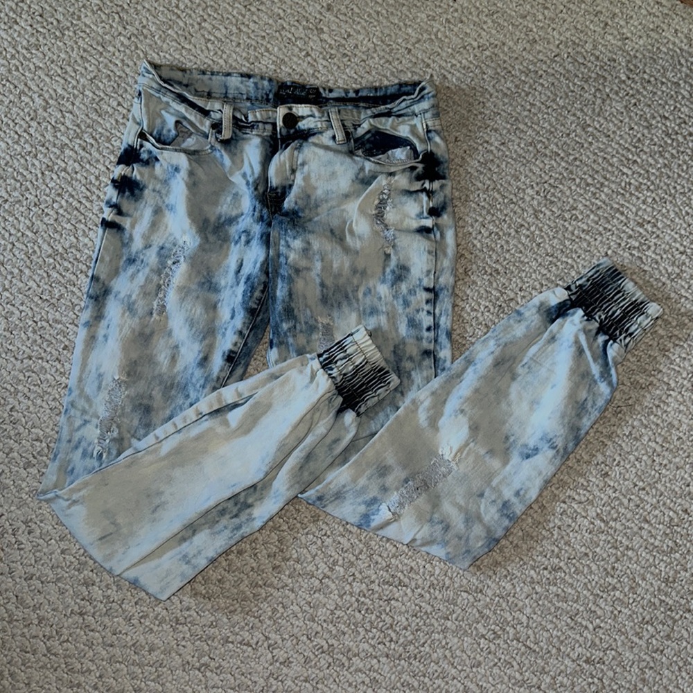 Royal Blue Acid Wash Joggers